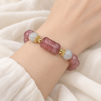 Pink and gray crystal beaded bracelet product view