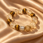 Golden crystal beaded bracelet still life