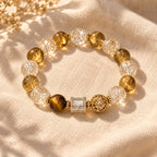 Golden crystal beaded bracelet still life