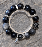 Black Beaded Bracelet with Silver Charms | Thoughtful Gift - product image 2