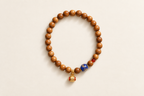 Brown Wood Beaded Bracelet with Blue Accent - product image 1