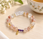 Clear Crystal Beaded Bracelet with Purple Accent - studio image