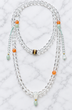 Clear Crystal Beaded Necklace with Jade Pendant - product image 1