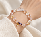 Clear Crystal Beaded Bracelet with Purple Accent - studio image