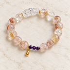 Clear Crystal Beaded Bracelet with Purple Accent - studio image