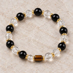 Black and clear gemstone bracelet product view