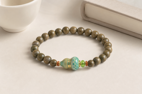 Fortune Wheel Green Sandalwood Gourd Bracelet