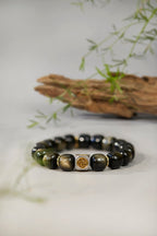 Golden Eye Obsidian Bracelet | Black Beaded Jewelry - product detail