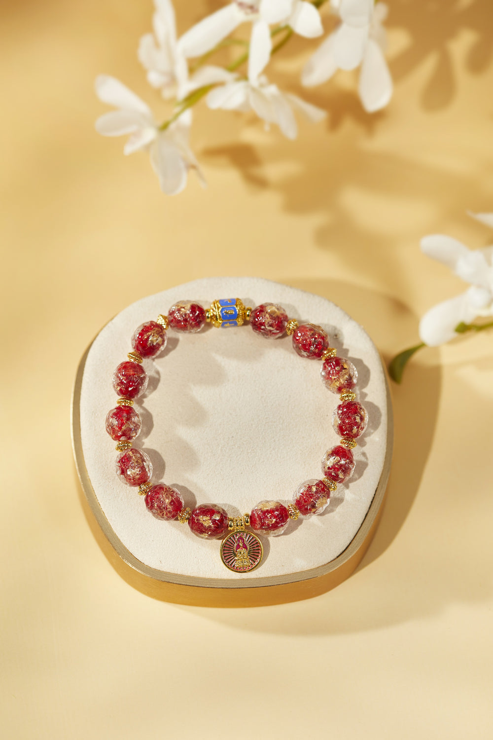 Cinnabar red zodiac guardian incense ash bracelet