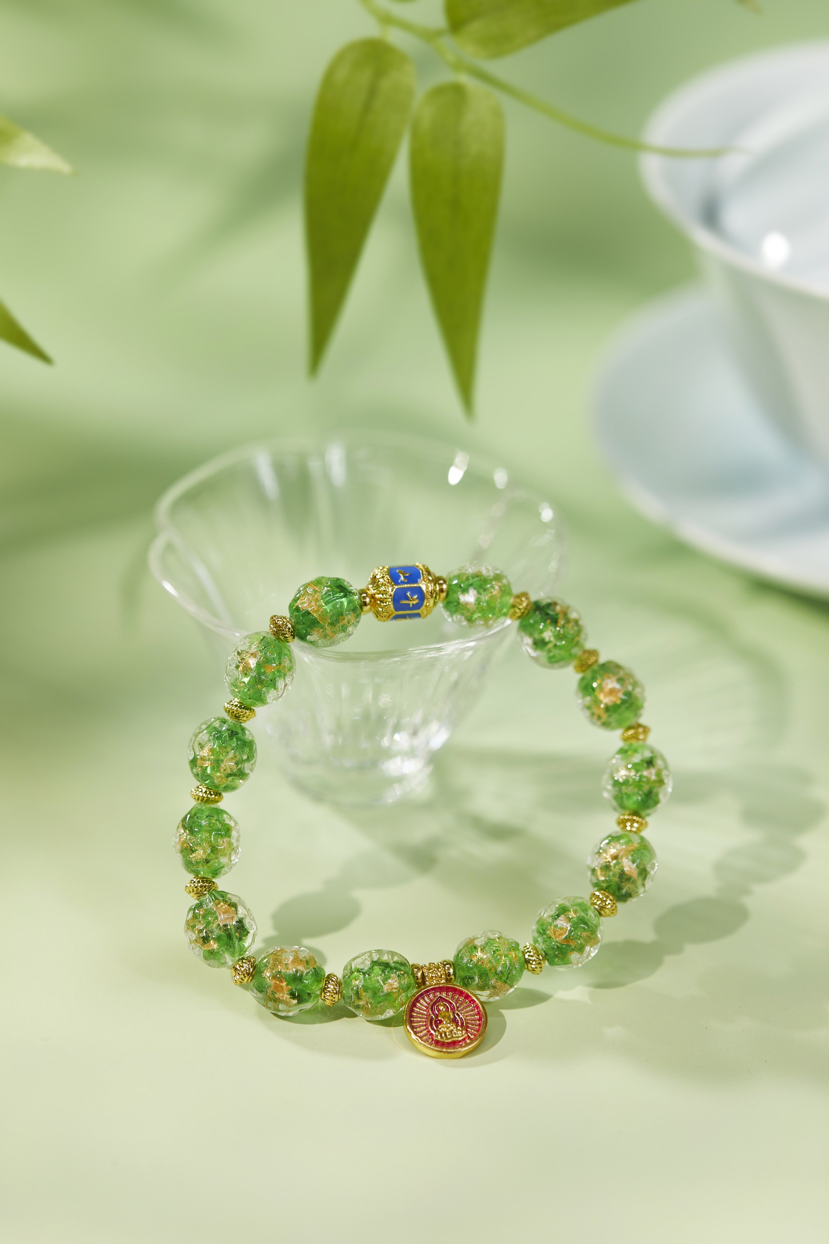 Emerald green zodiac guardian incense ash bracelet