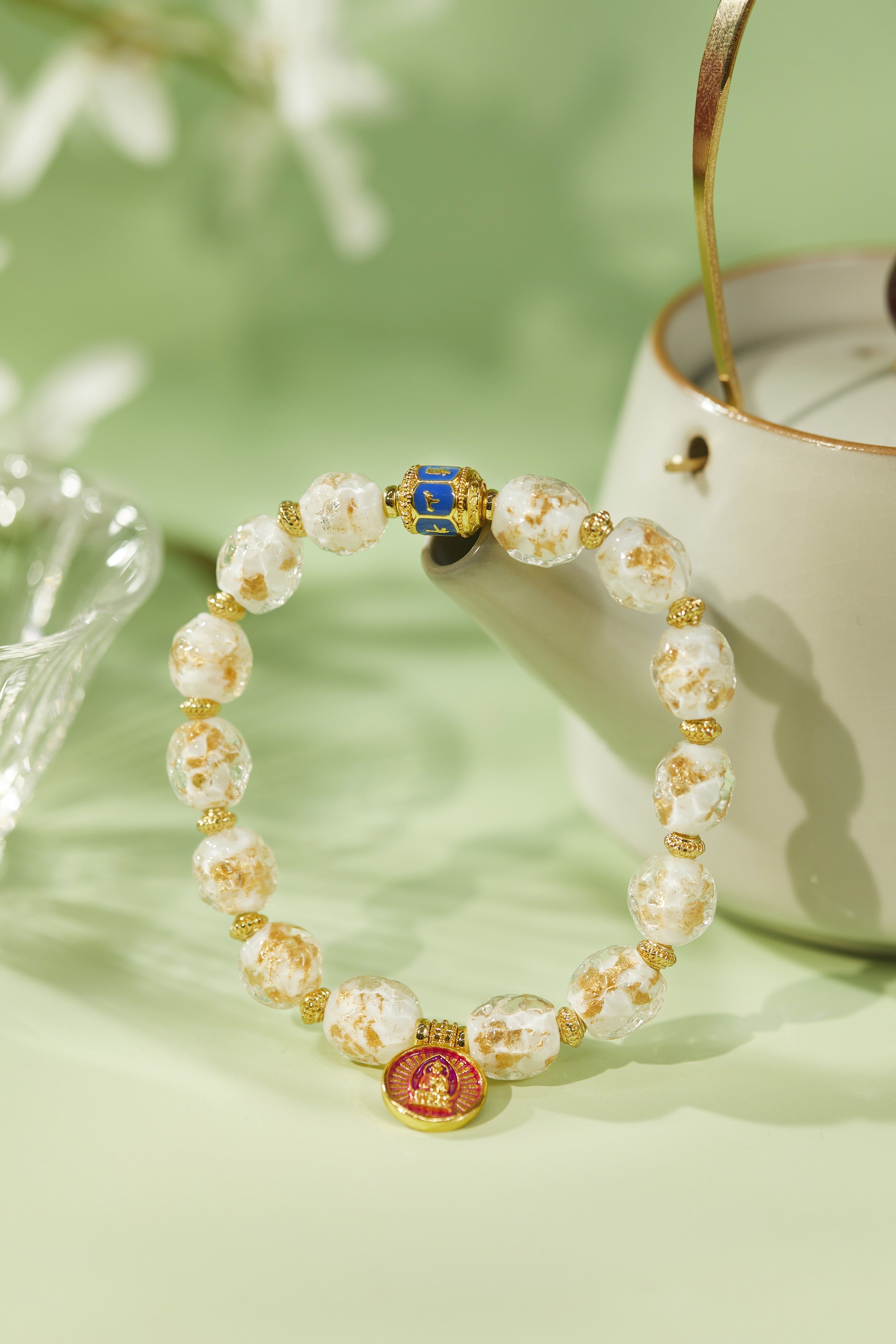 Golden zodiac guardian incense ash bracelet