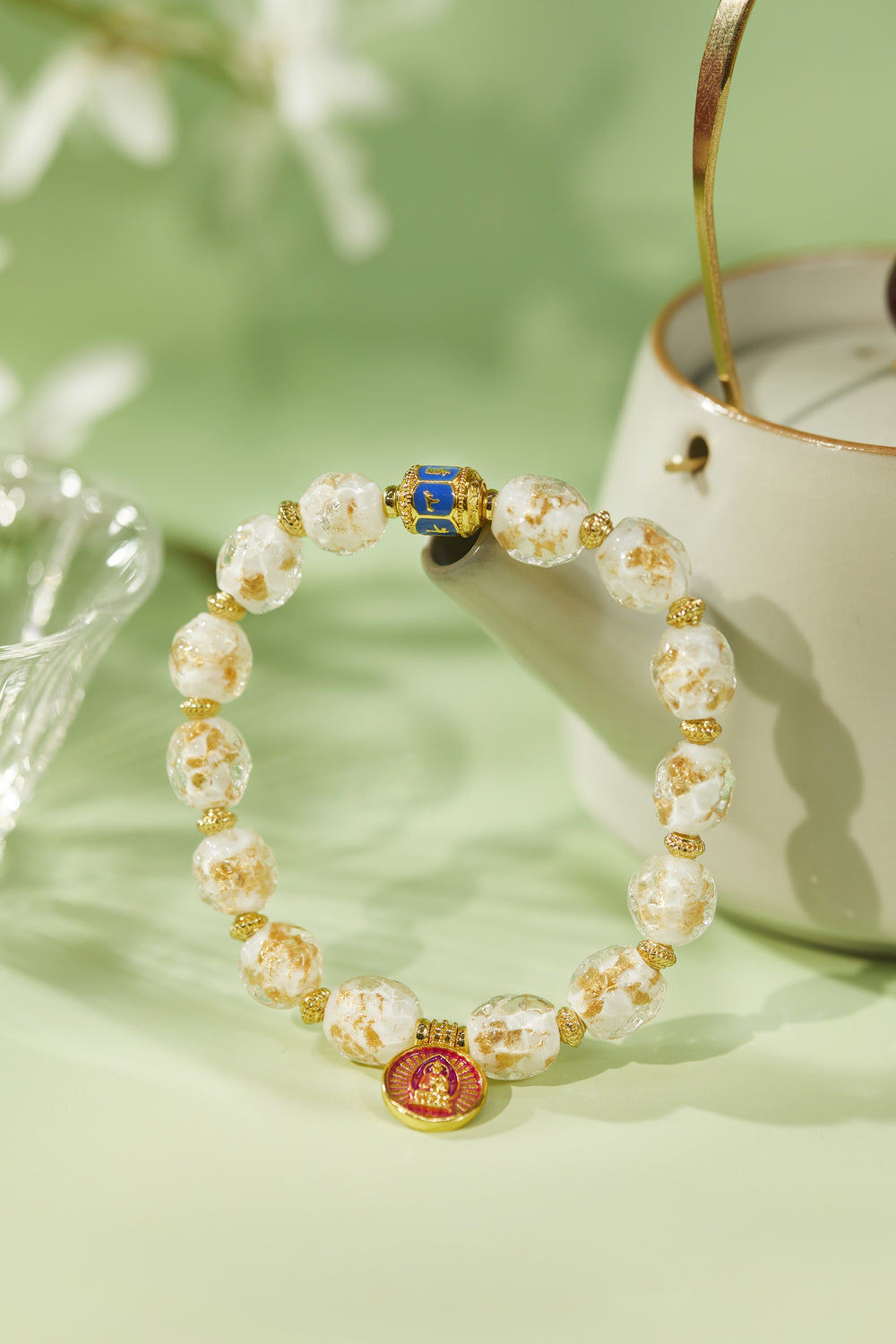 Golden zodiac guardian incense ash bracelet