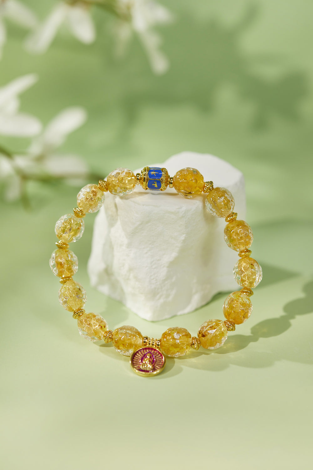 Prosperity gold zodiac guardian incense ash bracelet
