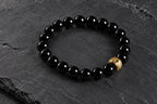 Black Obsidian Beaded Bracelet with Gold Charm - product image 1