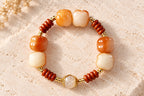 Orange & White Beaded Bracelet with Gold Charm - product image 1