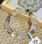 Original product photo - Clear crystal and wood beaded bracelet