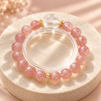 Pink crystal beaded bracelet set with clear bangle - editorial view