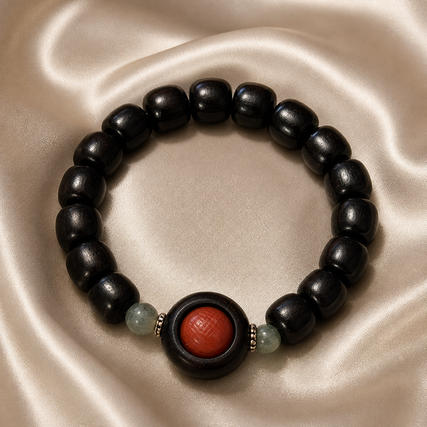 Blackwood Beaded Bracelet with Red Center Accent