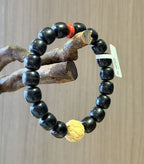 Blackwood Beaded Bracelet with Carved Wood Charm — alternate angle