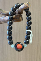 Blackwood Beaded Bracelet with Red Center Accent — alternate angle