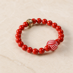 Red coral woven bead bracelet