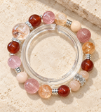 Sacred Path multicolor gemstone bracelet set with clear bangle - editorial view