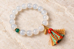 White Agate Beaded Bracelet with Tassel - product image 1