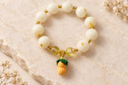 White Jade Beaded Bracelet with Pineapple Charm - product image 1